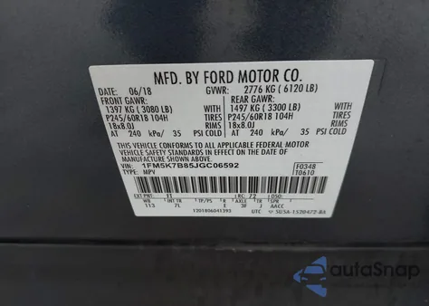 2018 Ford Explorer from USA, damaged, VIN 1FM5K7B85JGC06592